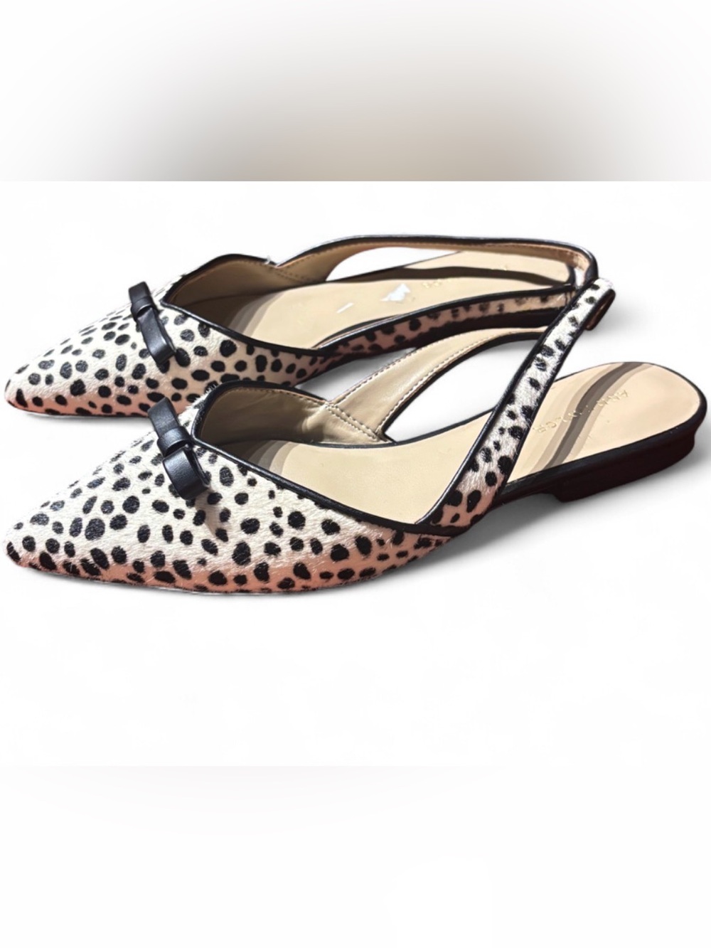 Ann Taylor Dalmatian Calf Hair Bow Slingback Flats 5M